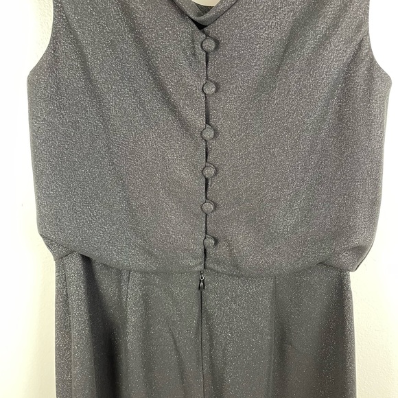 VIRGO II 60’s Black Sleeveless Glitter Midi Dress Size 8 - Picture 5 of 11